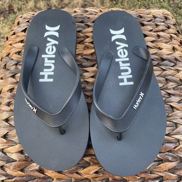 New Hurley X Black Rubber Waterproof Flip Flop Sandals.  Men’s 8 / Women’s 9/9.5 - Picture 1 of 5